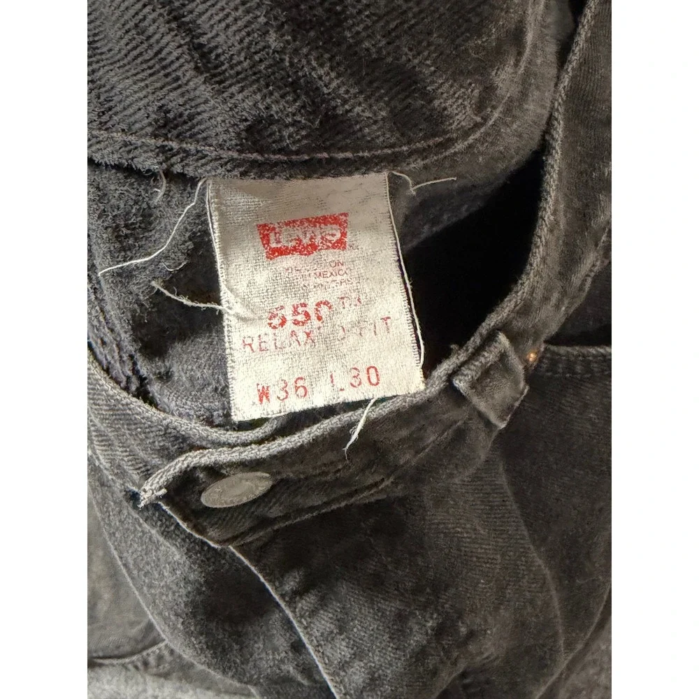 Vintage 2000 Levis 550 Relaxed Fit Tapered Leg Black Denim‎ Jeans Mens 36x30